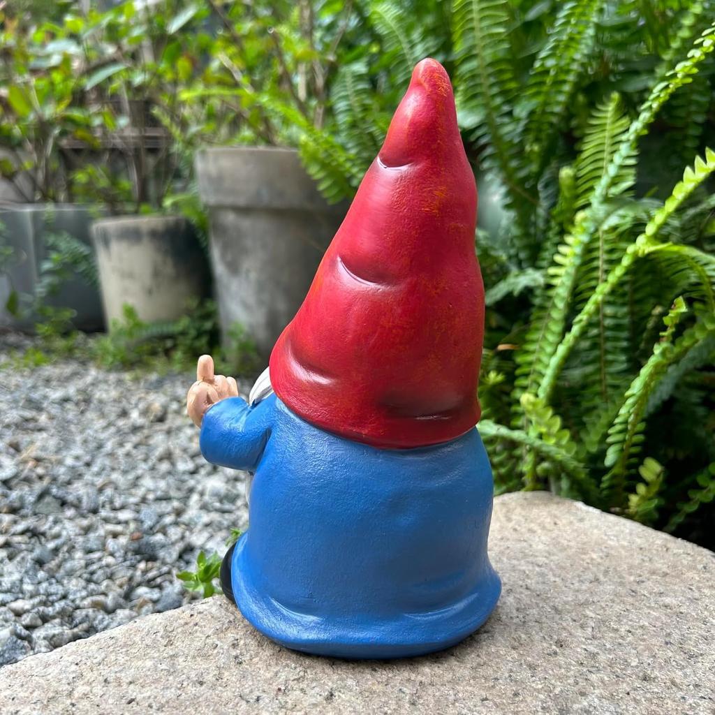 Mittelfinger Gartenzwerg Statue 9CM Frecher Garten Zwerg Statue Dekoration und Rasen Ornament - Lustige Garten Zwerge für Außenbereich oder Heimdekoration, Rot, WSH004