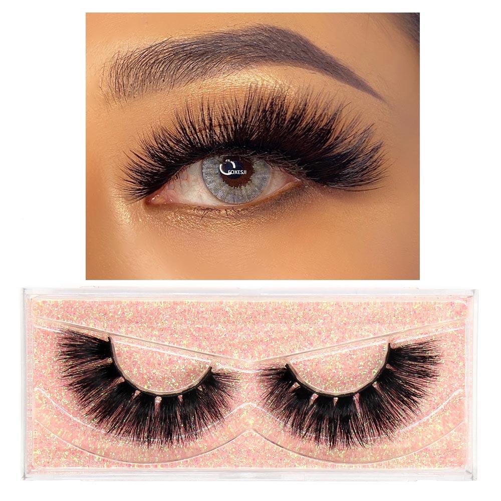 FOXESJI 3D Mink False Eyelashes Fluffy High Volume Eye Lashes Natural Wispy Full Strip Mink Eyelash Extension Bulk Lash Makeup
