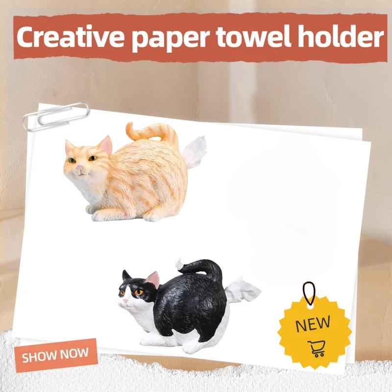 Katzen Taschentuchbox Cartoon Kreative Katze Hund Hintern Taschentuchbox Lustige Katze Harzstatue Serviettenhalter Katzen Hintern Loch Hand Papierbox