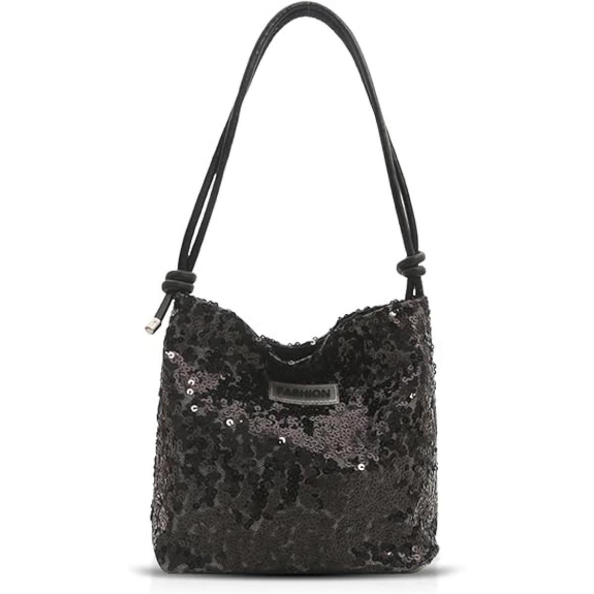 

Сумка с пайетками, женская сумка-тоут, регулируемый плечевой ремень, сумка через плечо для свадьбы, выпускного вечера, вечеринок, путешествий чёрный