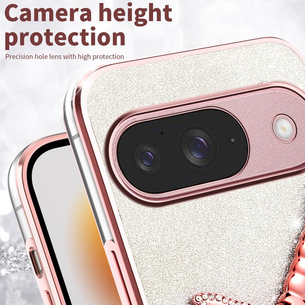 KADEM For Google Pixel 10/10 Pro Case Dragonfly Kickstand TPU Flowers Glitter Phone Cover