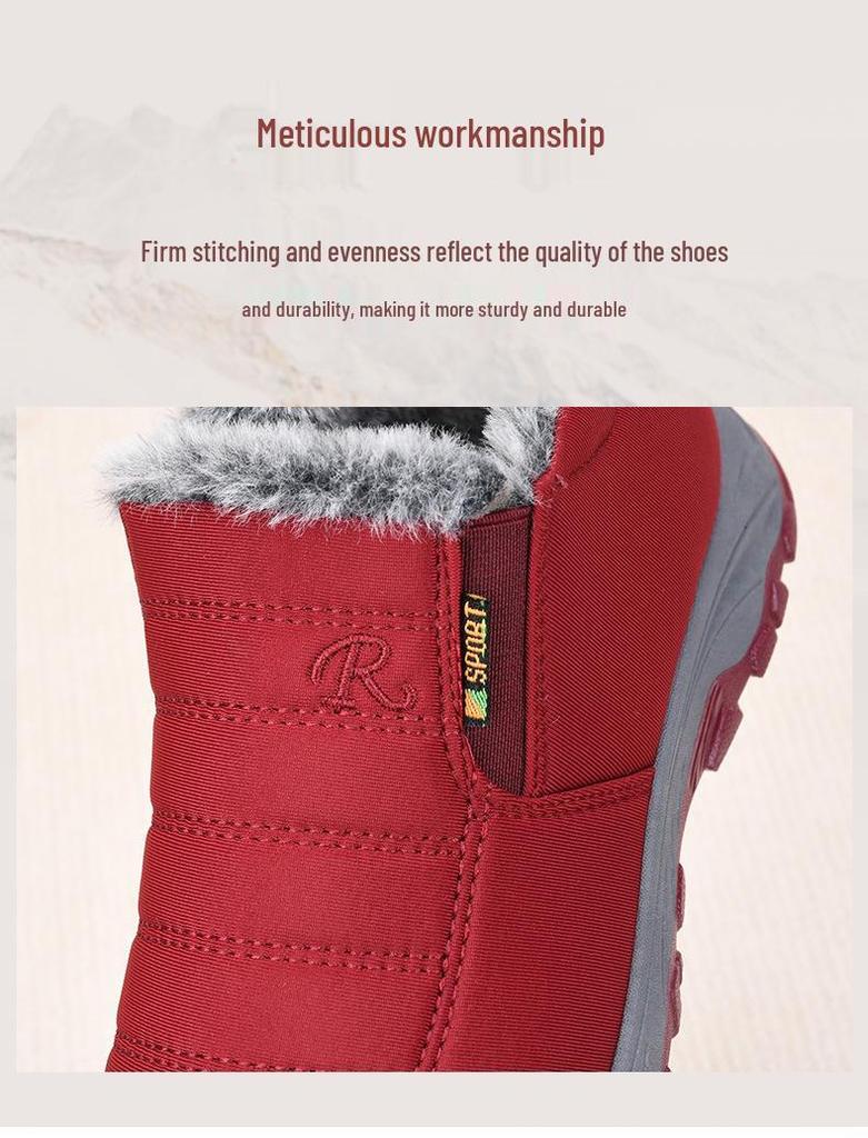 Women's Plush Warm Waterproof Hiking Shoes - Non-Slip, Easy-On for Middle-Aged & Seniors