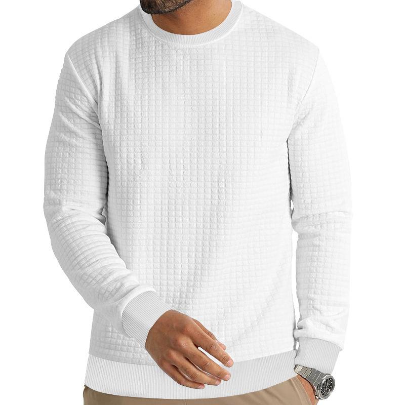 Autumn and Winter Men's Long-sleeved T-shirt Solid Colour Round Neck Knit Shirt Slim Small Square Men's Internal Bottoming Shirt