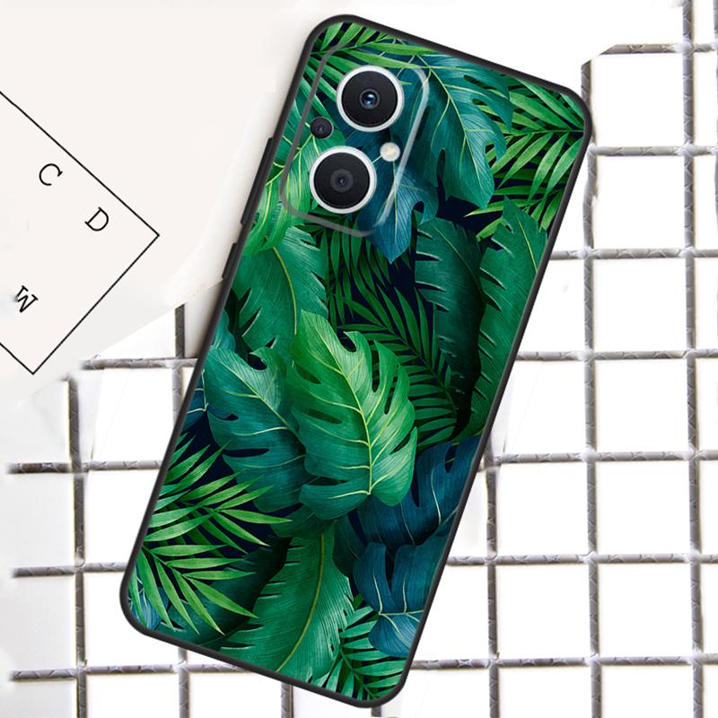 Tropical Leaf Pattern Phone Case For OPPO Reno 8T 7 8 Lite 14F 14 13 12 11 F 10 Pro OPPO Find X8 X6 X5 Pro Cover