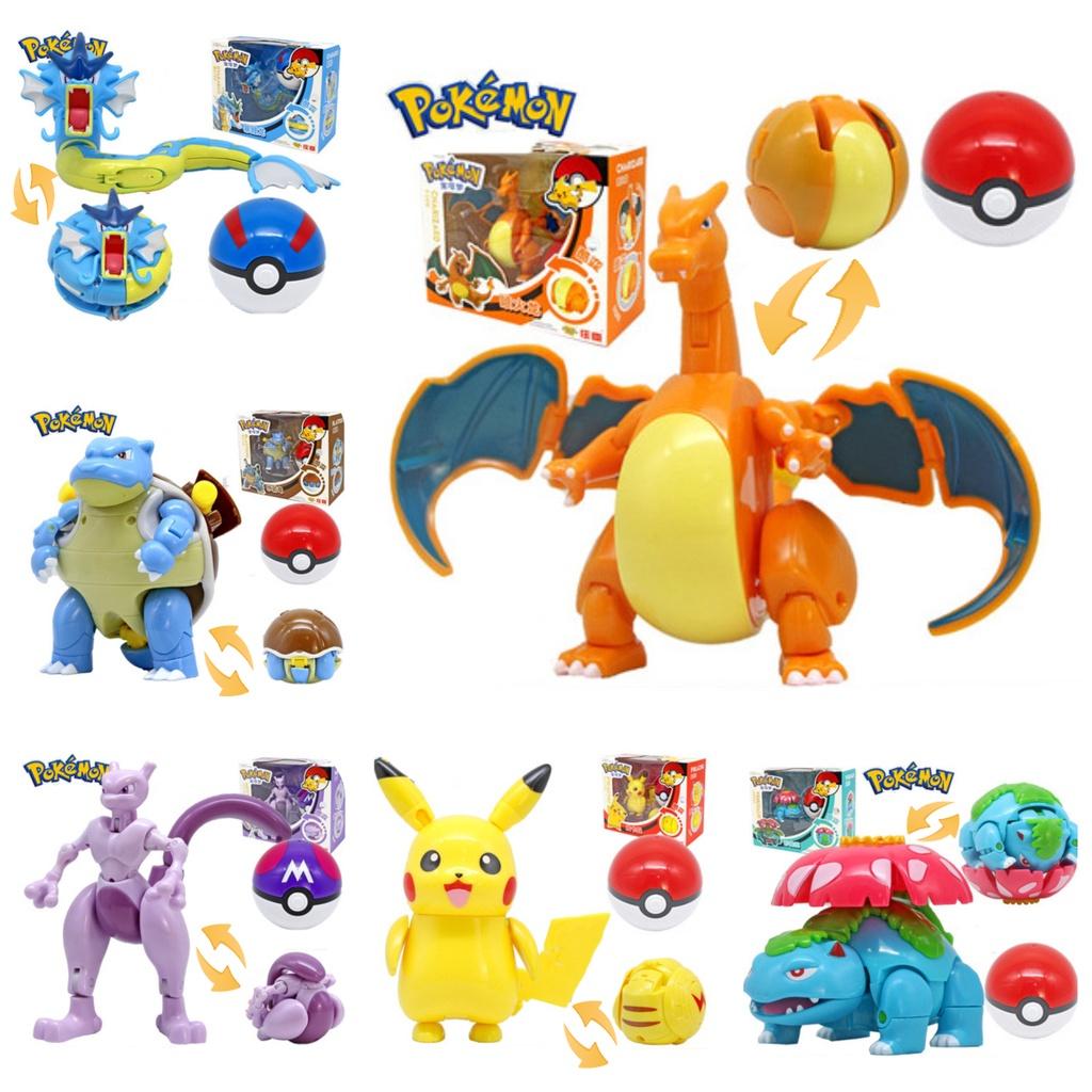 Pokemon Transforming Egg Figures Pikachu Charizard Bulbasaur Collectible Toys