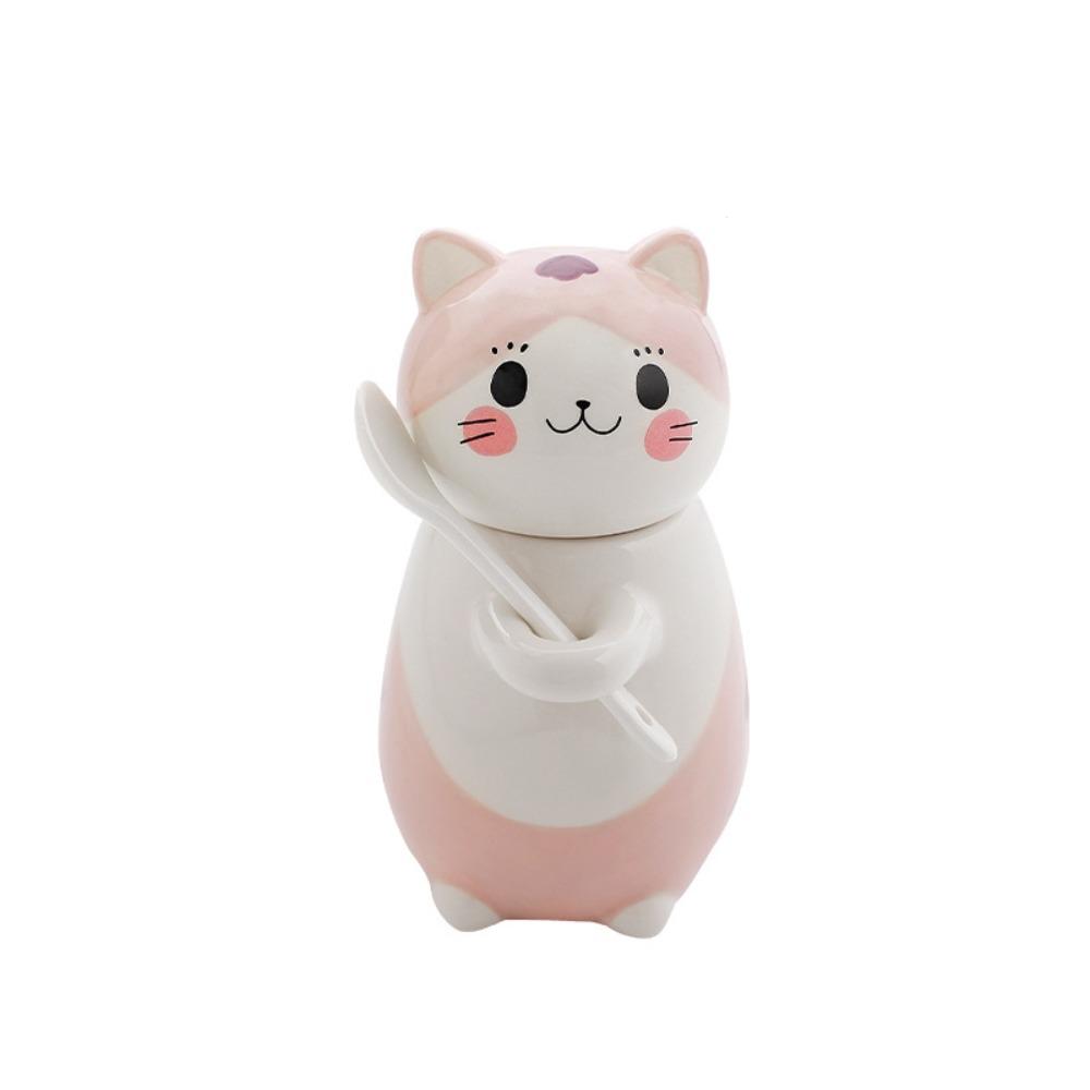 Capped Mug Cat Coffee Mug With Spoon Coffee Pots Cute Milk Tea Cups  Water