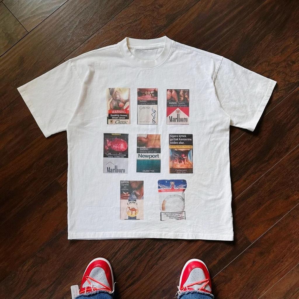 The Smoking Kills Collection Printing Cotton Fabric T-Shirt Summer Street Style Short Sleeved T-Shirt Cool Design Retro Tee Tops
