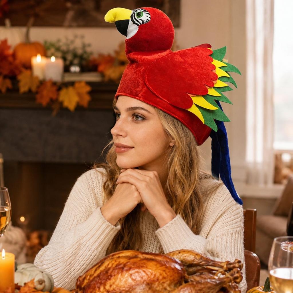 Unisex Plüsch Braten Truthahn Hut für Thanksgiving Halloween Party Kostüm