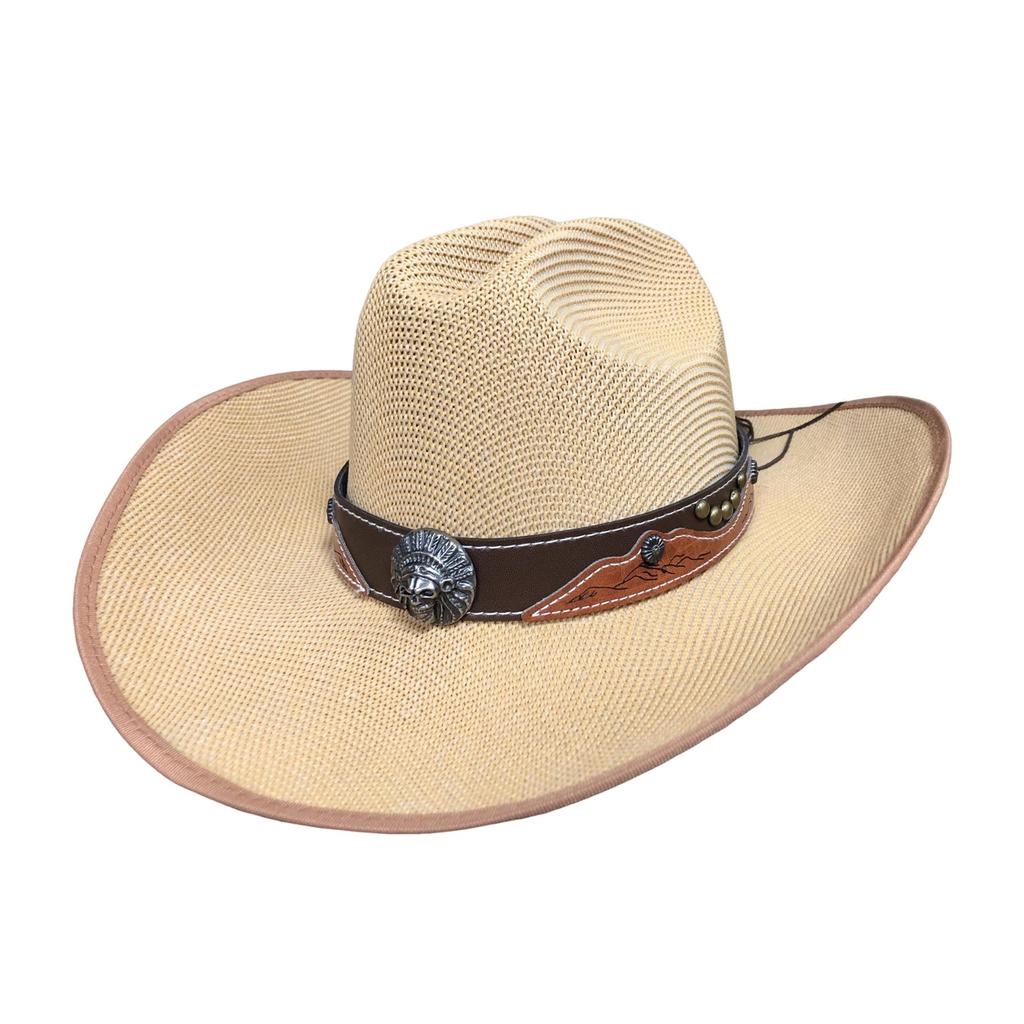 Women Men Cowgirl Hats Trendy Retro Belted Wide Brim Beach Cap Sun Protection Western Caps Panama Jazz Hats Vacation Party