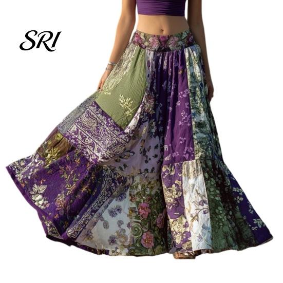 Long Skirt Maxi High Waisted 3D Floral Print Large Hem Lightweight Bohemia Style Summer Slimming Work Leisure Daily Wear Boho
