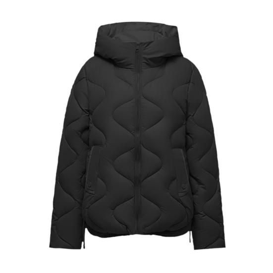 Lady Winter Down Coat Padded Windproof Hooded Long Sleeves Loose Thickened with Pockets Solid Color Neck Protection Zip-up Outdoor Cotton Coat