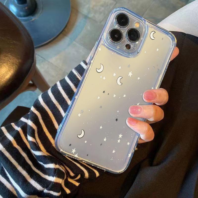 Moon And Star Phone Case for iPhone 17 Air 16 15 14 13 12 11 Pro Max Plus Mini 8 7 Soft Transparent Cover Fundas Accessory