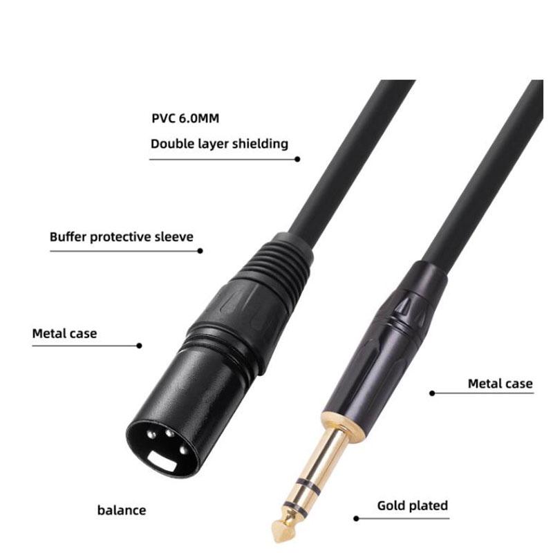 6.35mm 6.5 Jake 3pole Stereo Male Plug Connector Cable to Microphone XLR male Audio 3Pin Speaker XLR for HDTV DVD 1m/1.8m/3m