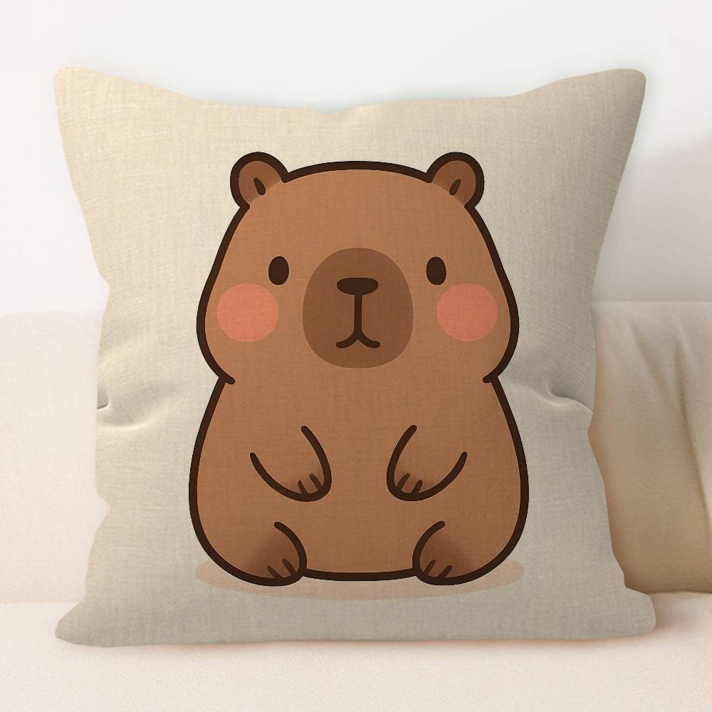 

Cartoon Capybara Hippo Pillow Cushion Cover Pillowcase Living Room Sofa Home Decor Customized 12x12Inch