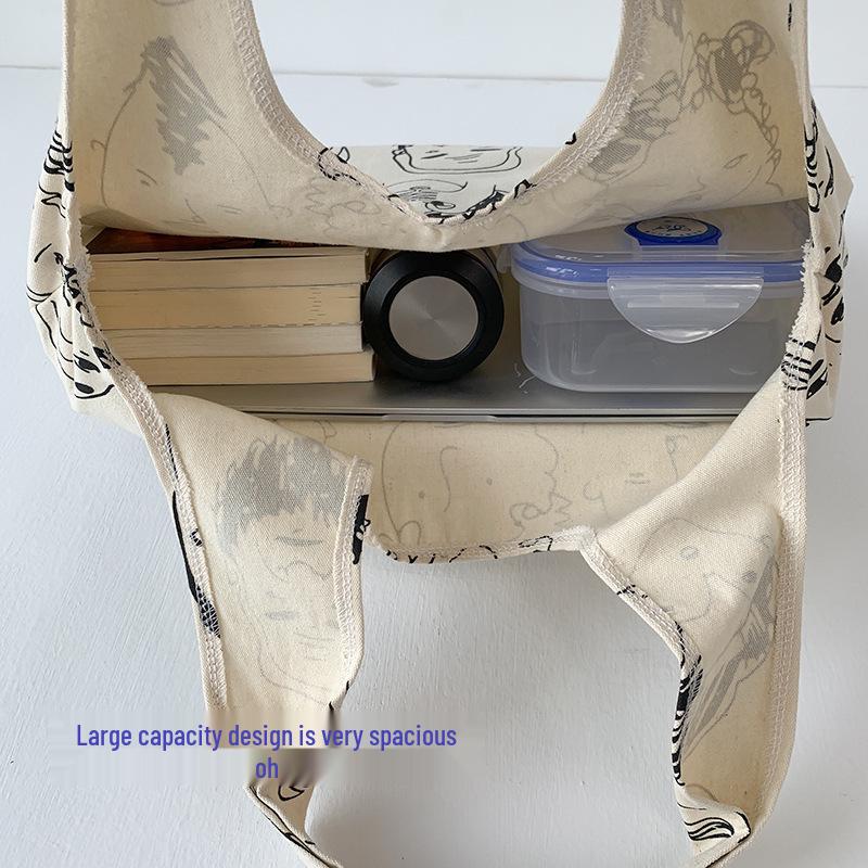 Designer Literary Illustration Canvas Tote: Large Capacity, Summer Style for Female Students