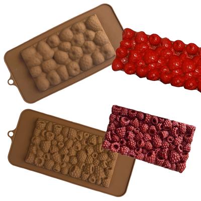 Erdbeere oder Himbeere Design Schokoladenstücke Silikonform Kinder Süßigkeiten Backwerkzeuge Schokoladenform Küchenbackzubehör