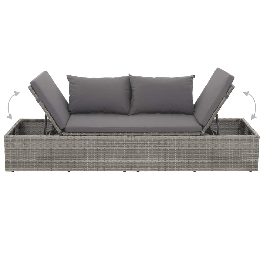 Garden Bed Gray 195*60 Cm Poly Rattan