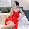 Summer Womens Satin Sleep Dress With Lace Trim Sleeveless Lounge Wear For Home Relaxation