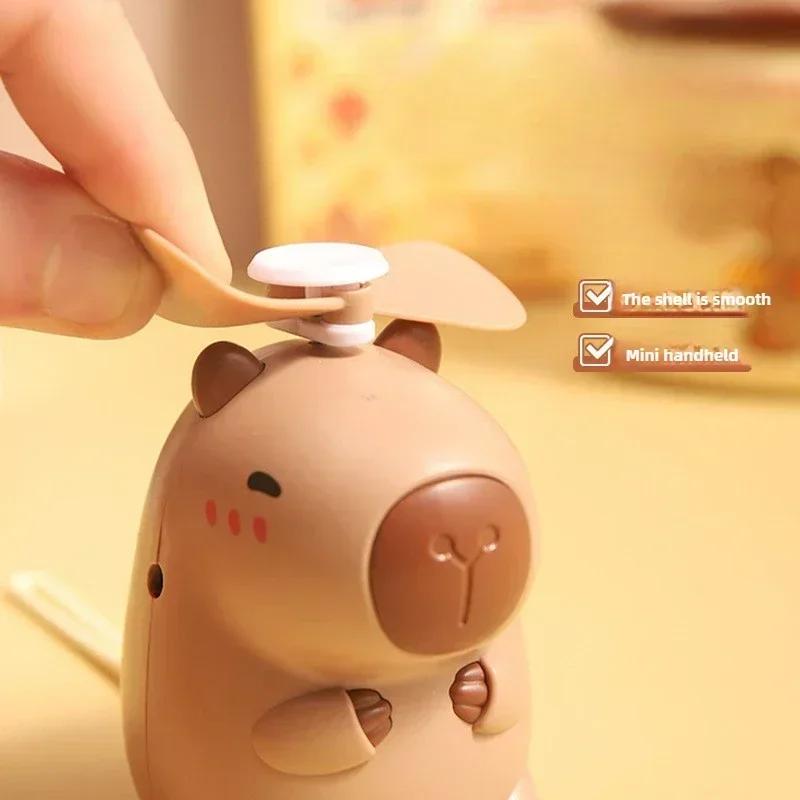 Portable Capibala Mini Small Personal Handheld Pocket Lightweight Fan Travel Office Outdoor Capibala USB Rechargeable Fan