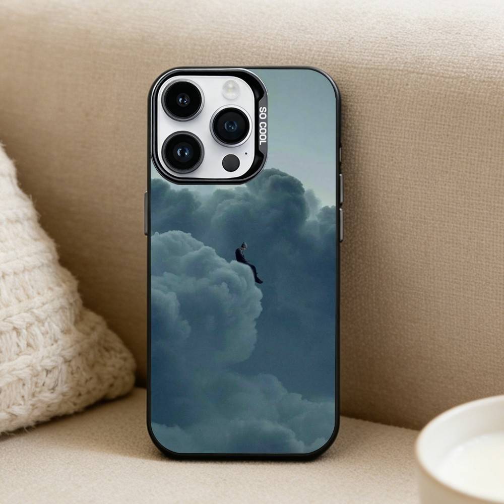 Surrealist style  Phone Case For iPhone17, 16,15,14,13,12 Pro Max Black Candy Matte Shockproof Cover