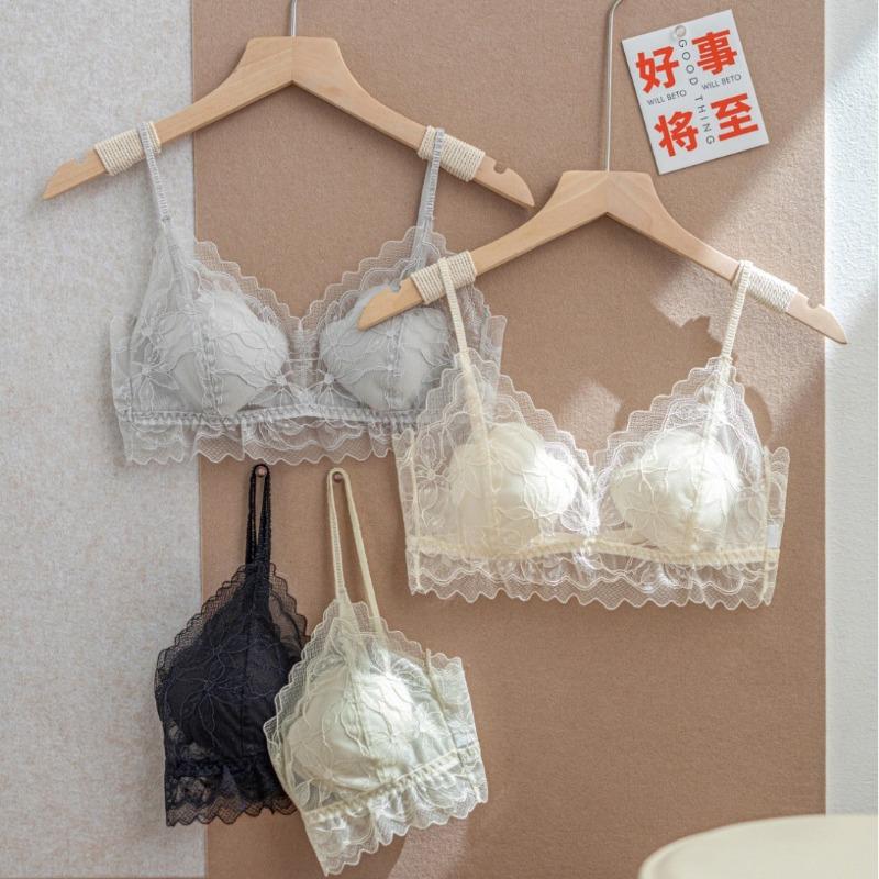 Lace underwear women's summer thin comfortable and breathable without steel ring sexy thin shoulder strap beautiful back bra cover new