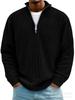 Men's Corduroy Long Sleeve Polo Sweatshirt Stand Collar Zip Neck Vintage Casual Top