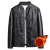 Men's Motorcycle PU Leather Jacket Spring Thin Coat Solid Color Stand Collar Slim Fit Jacket
