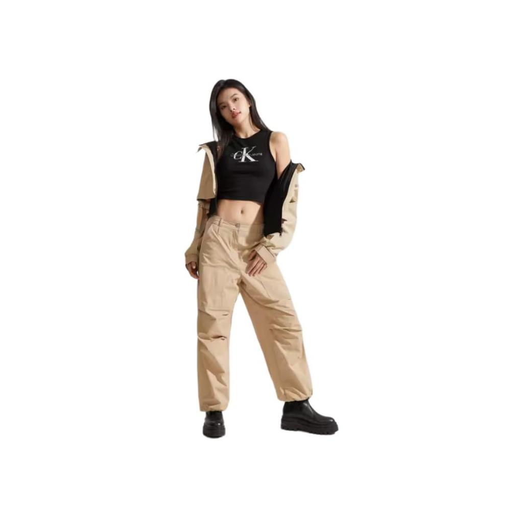 Calvin Klein Kot Pantolon Minimalist Logolu Baskılı Ribanalı Esnek Atlet Kadın Üstleri Uzay Siyahı ZW02476
