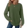 Women's Fashion Solid-Color Loose-Fit Long-Sleeve  Neck Casual Top