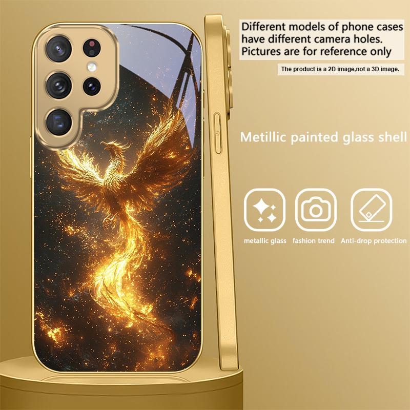 Golden Phoenix Nirvana For Samsung Galaxy S26 S20 FE S21 S22 S23 Plus S24 Ultra S25Ultra S21+  S22Plus Golden Glass Phone Case