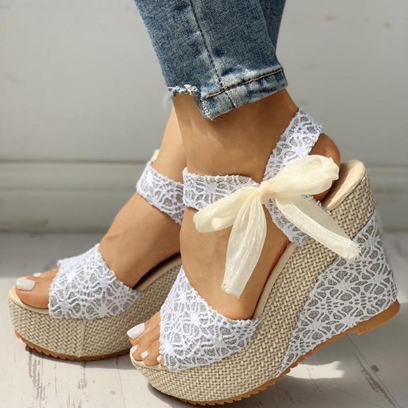 INS Spitze Freizeit Frauen Keile Mit Hohen Absätzen Frauen Schuhe Sommer Sandalen Partei Plattform High Heels Schuhe Frau