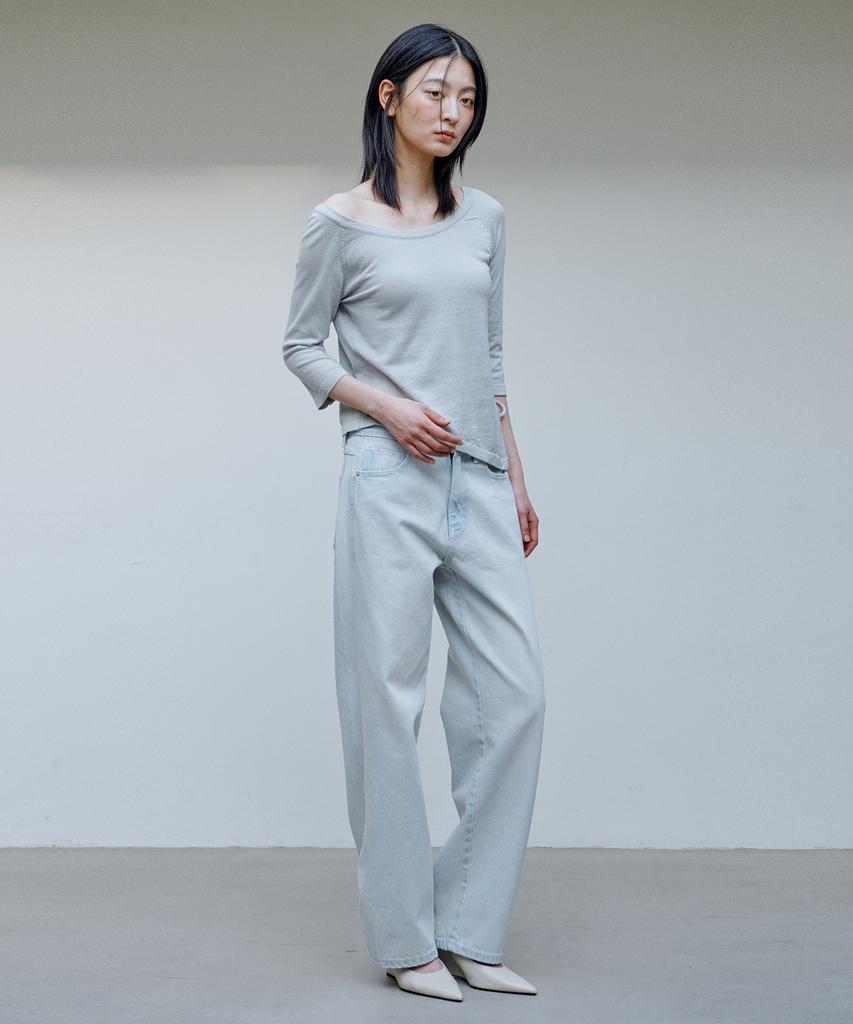 AHWE Off-Shoulder Half Sleeve Knit_Light Gray