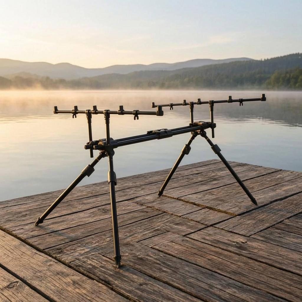 5 Rod Fishing Stand Adjustable Aluminum Rack Sturdy for Anglers