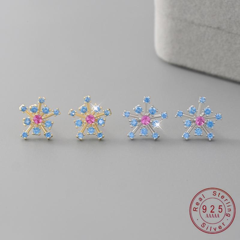 925 Sterling Silver Fantasy Romantic Earrings Blue CZ Earrings for Women Party Fine Jewelry Gift