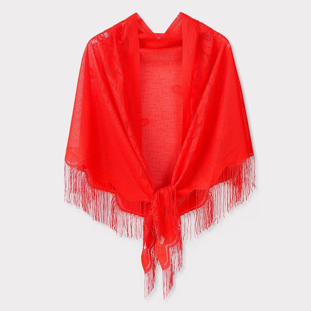 Chic Summer Lace Triangle Scarf: Sun Protection, Tassel Shawl, Fashionable & Versatile for Elegant Ladies.