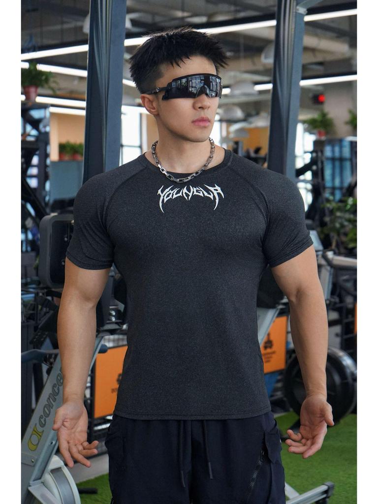 Men's Stretch Cotton Cuffed Short Sleeve Basketball & Running T-shirt