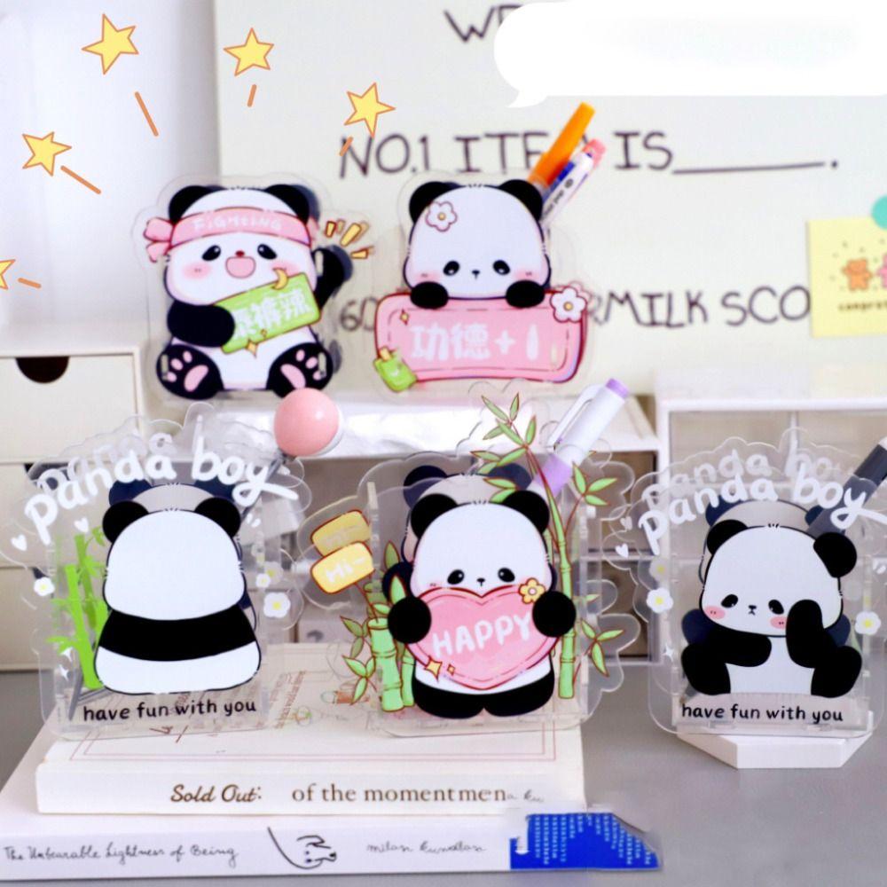 Creative Panda Pen Holder Cartoon Makeup Brush Storage Bucket  Desktop Storage