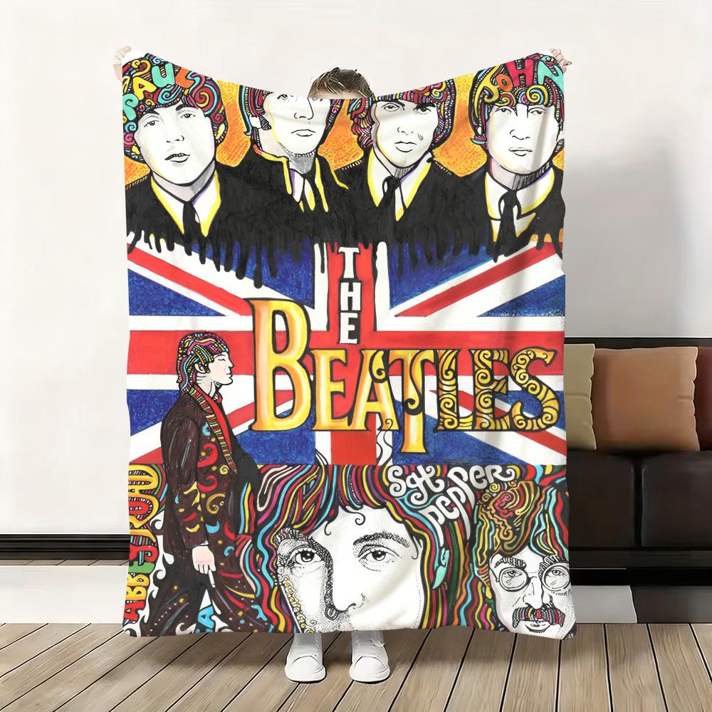 1pc Band The B-Beatles Cool Throw Flannel Fluffy Soft Blanket Warm Skin-Friendly Throw for Sofa Bed Office Nap Winter