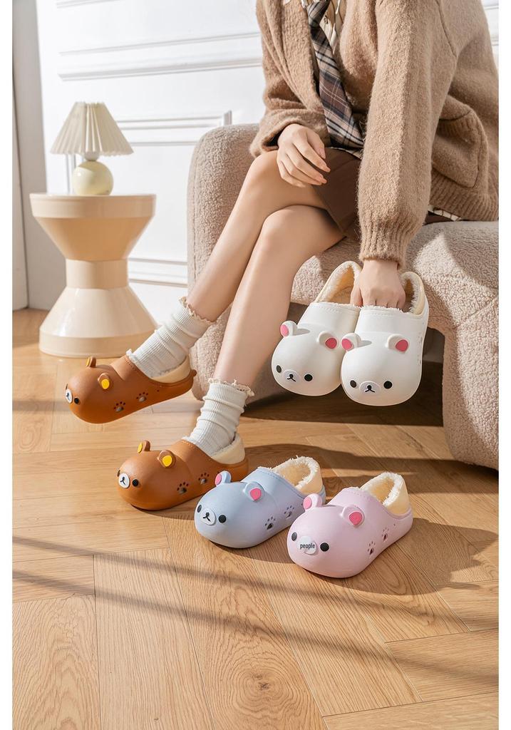 2025 Rilakkuma Cotton Slippers: Warm Winter Closed-Toe Little Bear Design for Girls