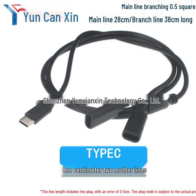 0.3m Type-C Dual-Core 3A Fast Charging Cable with Tinned USB-C Male Connector