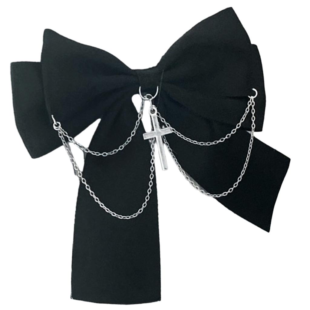 Cute Sweet Girly Dark Bow Hair Clip Bow Cross Gothic Y2K-style Bow Bunches Accessories Sweet Balletcore
