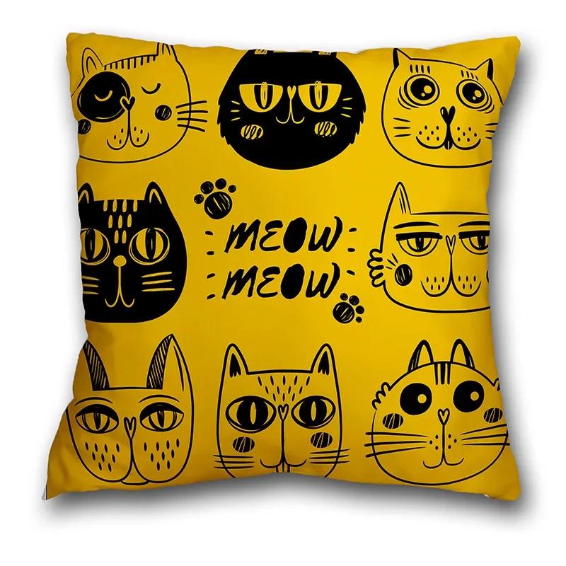 Anime Cat and Dog Pillow Pillowcase Home Sofa Car Waist Cushion Cover Nordic Cartoon Animal Whale Zebra