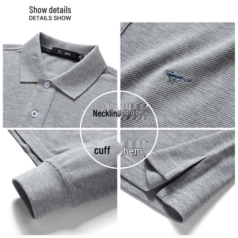 Qipileng Men's Business Casual Long-Sleeve Polo Shirt