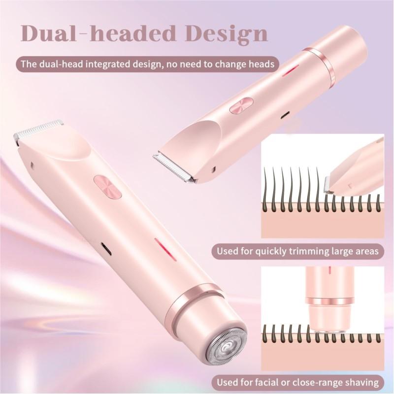 Rechargeable Bikini Trimmer For Women With Dual Blades And Removable Heads Wet And Dry Electric Hair Shaver