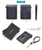 Aemicion Pass Case, IC Card Case, with Reel and Strap, Leather, Dual-Sided, Butterfly-Style Design, 4 Pockets, Holds 2 Cards, Popular for Men and