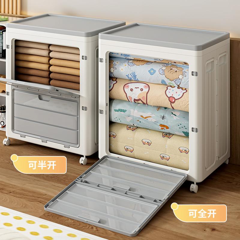 Large Capacity Storage Cabinet Toy Clothing Storage Box&Bins Movable Wheels Multi-Functional Flip-top Organizing Box