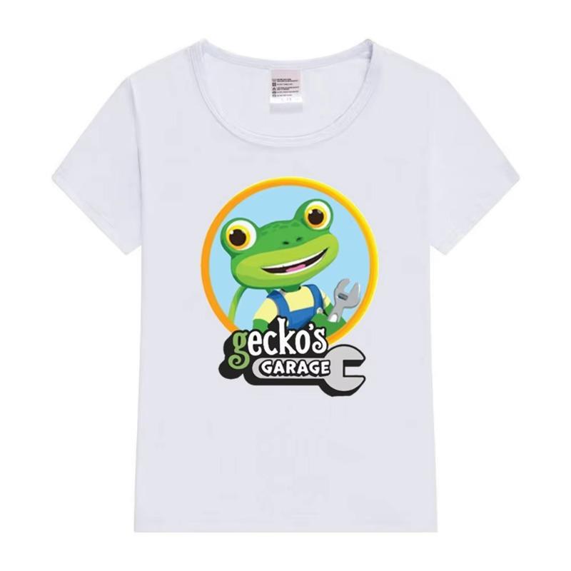 2025 Divertente Cartone Animato Stampa Garage di Gecko Abbigliamento per Bambini Magliette per Bambine Nuovi Vestiti Top Moda Estiva Maglietta da Bambino