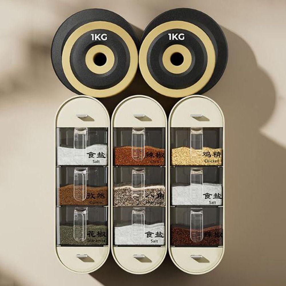 Sealed Wall-Mounted Seasoning Box Plastic Spice Container Practical Spice Dispenser  for Home
