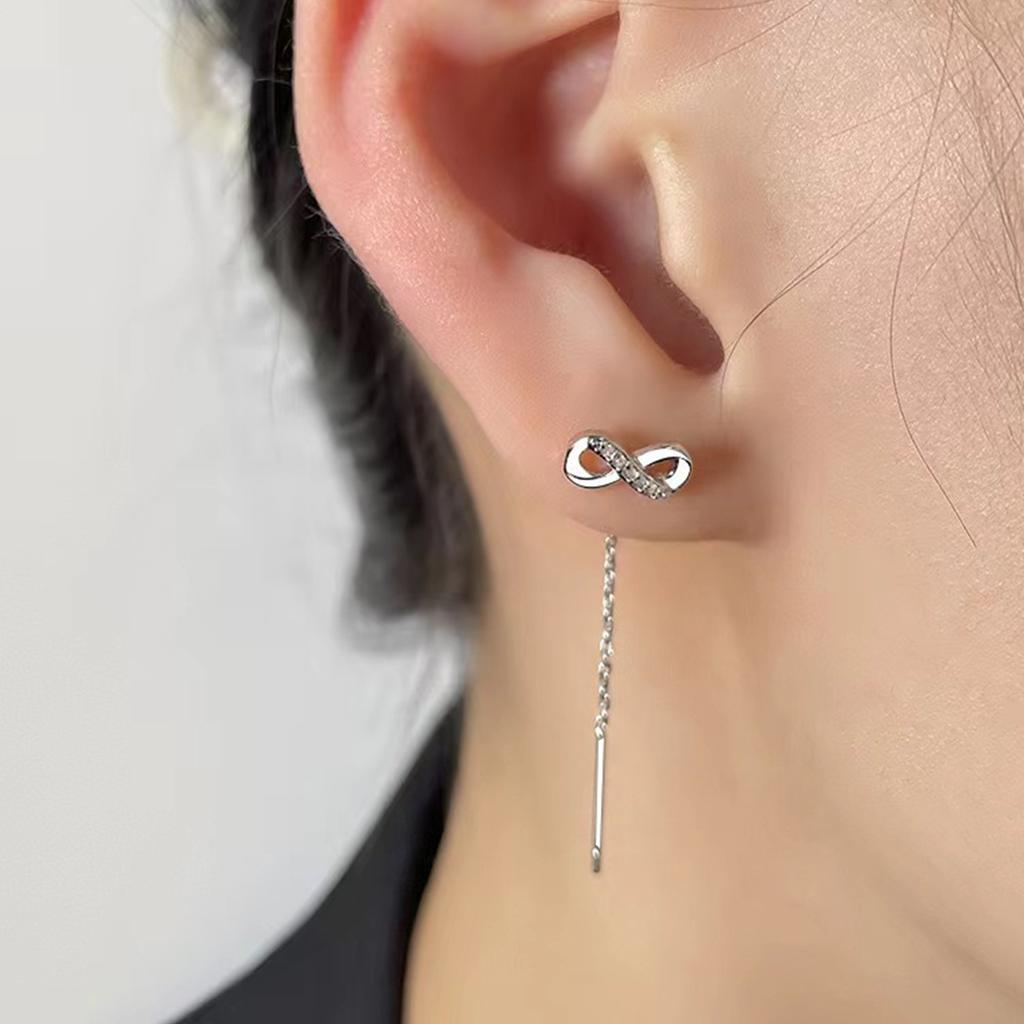 A Pair of Women's Earrings Mobius Love Infinity Long Thread Earrings Suitable for Everyday Wear