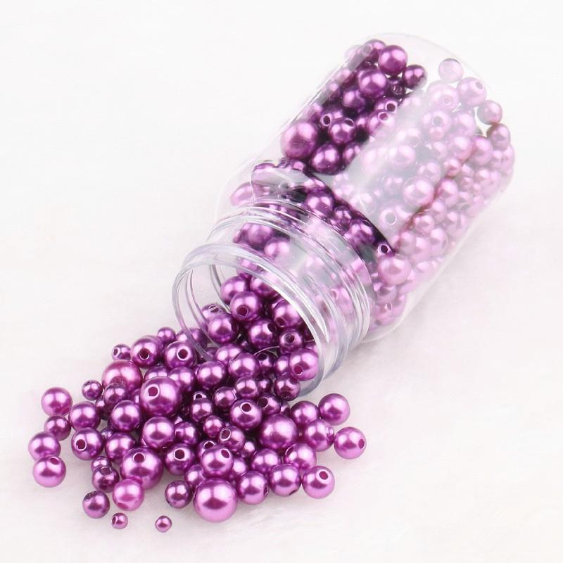 3-10Mm Solid Color Abs Round Perforated Imitation Pearl Handmade Diy Jewelry Beaded Bracelet Earrings Accessories Perforated Beads